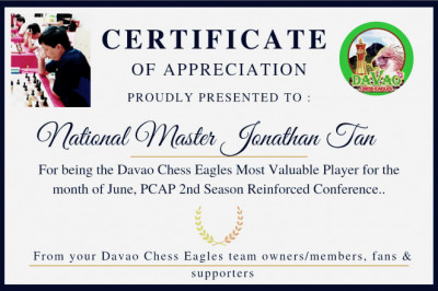 Davao Eagles' top player Tan gets MVP award in PCAP